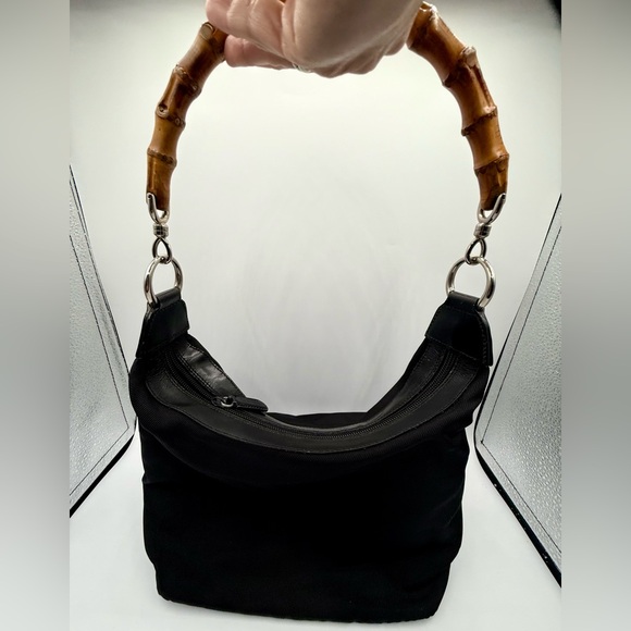 Gucci Handbags - Gucci vintage nylon bamboo top handle shoulderbag
